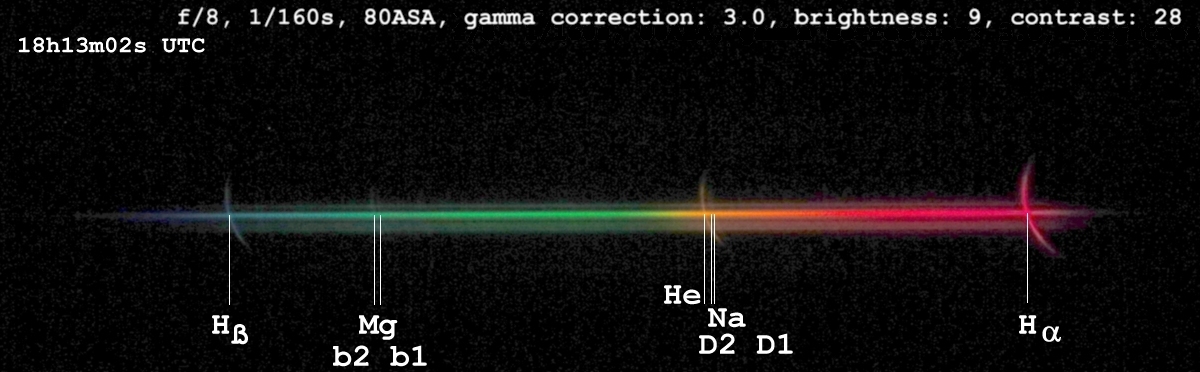 spectre du
              "diamant" et de la chromosphre  18h13m02s